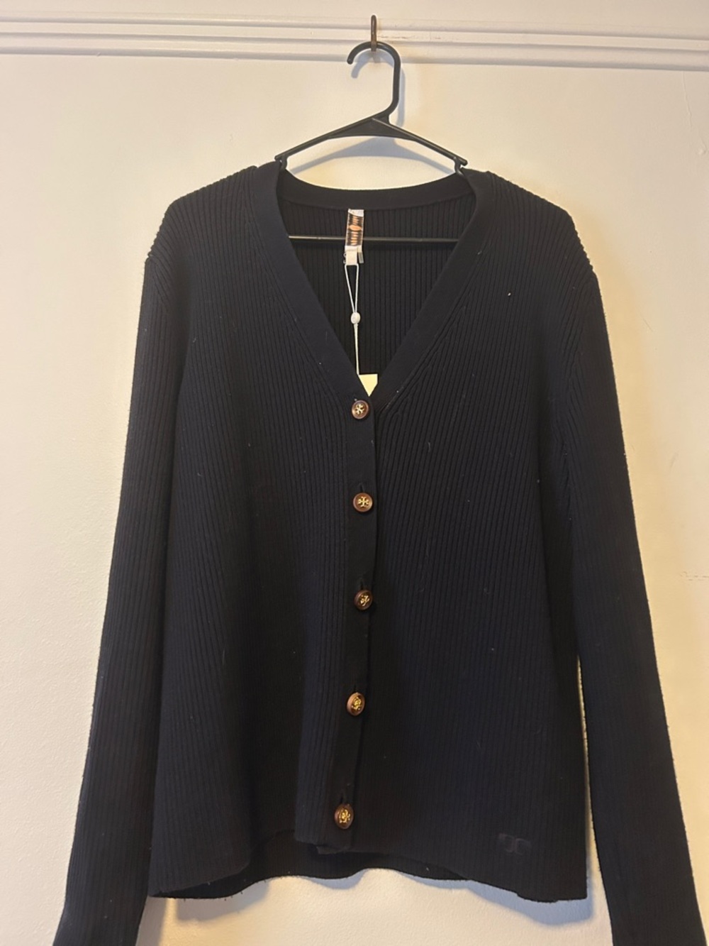 Tory Burch Navy Ribbed Simone Button Cardigan Sweater, NWT, Size XL - Picture 7 of 10
